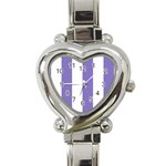 Vertical Stripes - White and Ube Violet Heart Italian Charm Watch