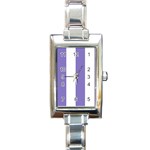 Vertical Stripes - White and Ube Violet Rectangle Italian Charm Watch