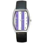 Vertical Stripes - White and Ube Violet Barrel Style Metal Watch