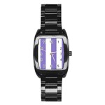 Vertical Stripes - White and Ube Violet Stainless Steel Barrel Watch