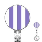 Vertical Stripes - White and Ube Violet Stainless Steel Nurses Watch