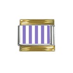 Vertical Stripes - White and Ube Violet Gold Trim Italian Charm (9mm)