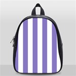 Vertical Stripes - White and Ube Violet School Bag (Small)