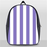 Vertical Stripes - White and Ube Violet School Bag (Large)