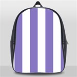 Vertical Stripes - White and Ube Violet School Bag (XL)