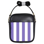 Vertical Stripes - White and Ube Violet Girls Sling Bag