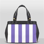 Vertical Stripes - White and Ube Violet Classic Oversize Office Handbag (Two Sides)