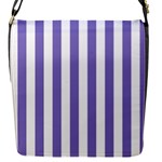 Vertical Stripes - White and Ube Violet Flap Closure Messenger Bag (S)