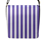 Vertical Stripes - White and Ube Violet Flap Closure Messenger Bag (L)