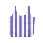 Vertical Stripes - White and Ube Violet Full Print Recycle Bag (S)