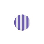 Vertical Stripes - White and Ube Violet 1  Mini Button