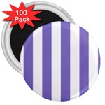 Vertical Stripes - White and Ube Violet 3  Magnet (100 pack)