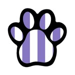 Vertical Stripes - White and Ube Violet Magnet (Paw Print)