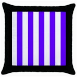 Vertical Stripes - White and Indigo Violet Throw Pillow Case (Black)