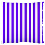 Vertical Stripes - White and Indigo Violet Large Flano Cushion Case (One Side)