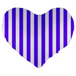 Vertical Stripes - White and Indigo Violet Large 19  Premium Flano Heart Shape Cushion