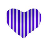 Vertical Stripes - White and Indigo Violet Standard 16  Premium Flano Heart Shape Cushion