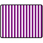 Vertical Stripes - White and Purple Violet Double Sided Fleece Blanket (Medium) (Two Sides)