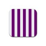 Vertical Stripes - White and Purple Violet Rubber Coaster (Square)