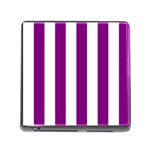 Vertical Stripes - White and Purple Violet Memory Card Reader (Square)