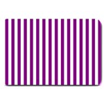 Vertical Stripes - White and Purple Violet Large Doormat