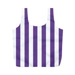 Vertical Stripes - White and Dark Lavender Violet Full Print Recycle Bag (M)