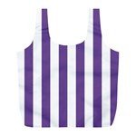 Vertical Stripes - White and Dark Lavender Violet Full Print Recycle Bag (L)