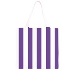 Vertical Stripes - White and Dark Lavender Violet Grocery Light Tote Bag