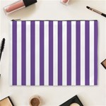 Vertical Stripes - White and Dark Lavender Violet Cosmetic Bag (XL)