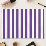 Vertical Stripes - White and Dark Lavender Violet Cosmetic Bag (XXL)