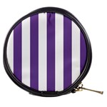 Vertical Stripes - White and Dark Lavender Violet Mini Makeup Bag