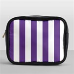 Vertical Stripes - White and Dark Lavender Violet Mini Toiletries Bag (One Side)