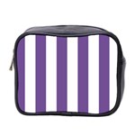 Vertical Stripes - White and Dark Lavender Violet Mini Toiletries Bag (Two Sides)