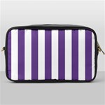 Vertical Stripes - White and Dark Lavender Violet Toiletries Bag (One Side)