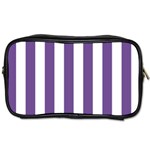 Vertical Stripes - White and Dark Lavender Violet Toiletries Bag (Two Sides)