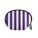 Vertical Stripes - White and Dark Lavender Violet Accessory Pouch (Small)