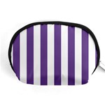 Vertical Stripes - White and Dark Lavender Violet Accessory Pouch (Medium)