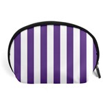 Vertical Stripes - White and Dark Lavender Violet Accessory Pouch (Large)