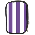 Vertical Stripes - White and Dark Lavender Violet Compact Camera Leather Case