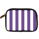 Vertical Stripes - White and Dark Lavender Violet Digital Camera Leather Case