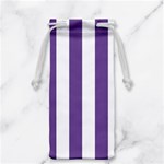 Vertical Stripes - White and Dark Lavender Violet Jewelry Bag