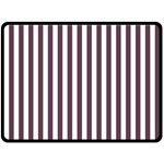 Vertical Stripes - White and Eggplant Violet Fleece Blanket (Large) (One Side)