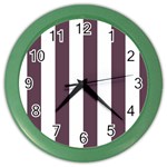 Vertical Stripes - White and Eggplant Violet Color Wall Clock