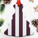 Vertical Stripes - White and Eggplant Violet Ornament (Christmas Tree)