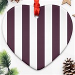 Vertical Stripes - White and Eggplant Violet Ornament (Heart)