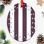 Vertical Stripes - White and Eggplant Violet Oval Filigree Ornament (Two Sides)