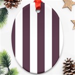 Vertical Stripes - White and Eggplant Violet Oval Ornament (Two Sides)