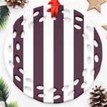 Vertical Stripes - White and Eggplant Violet Ornament (Round Filigree)