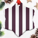 Vertical Stripes - White and Eggplant Violet Ornament (Snowflake)