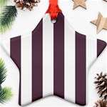 Vertical Stripes - White and Eggplant Violet Star Ornament (Two Sides)